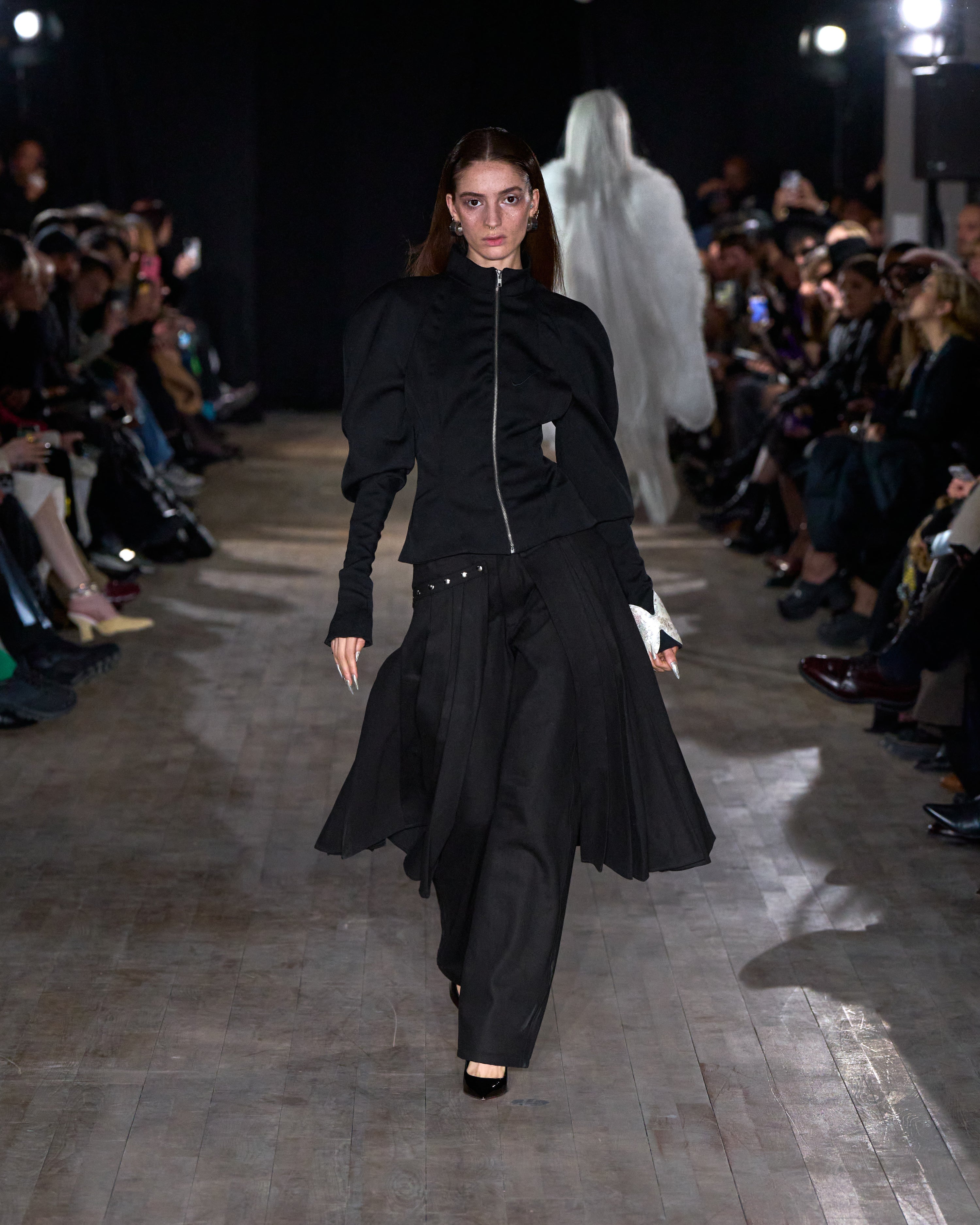 PANTS WITH REMOVABLE PLEATED SKIRT