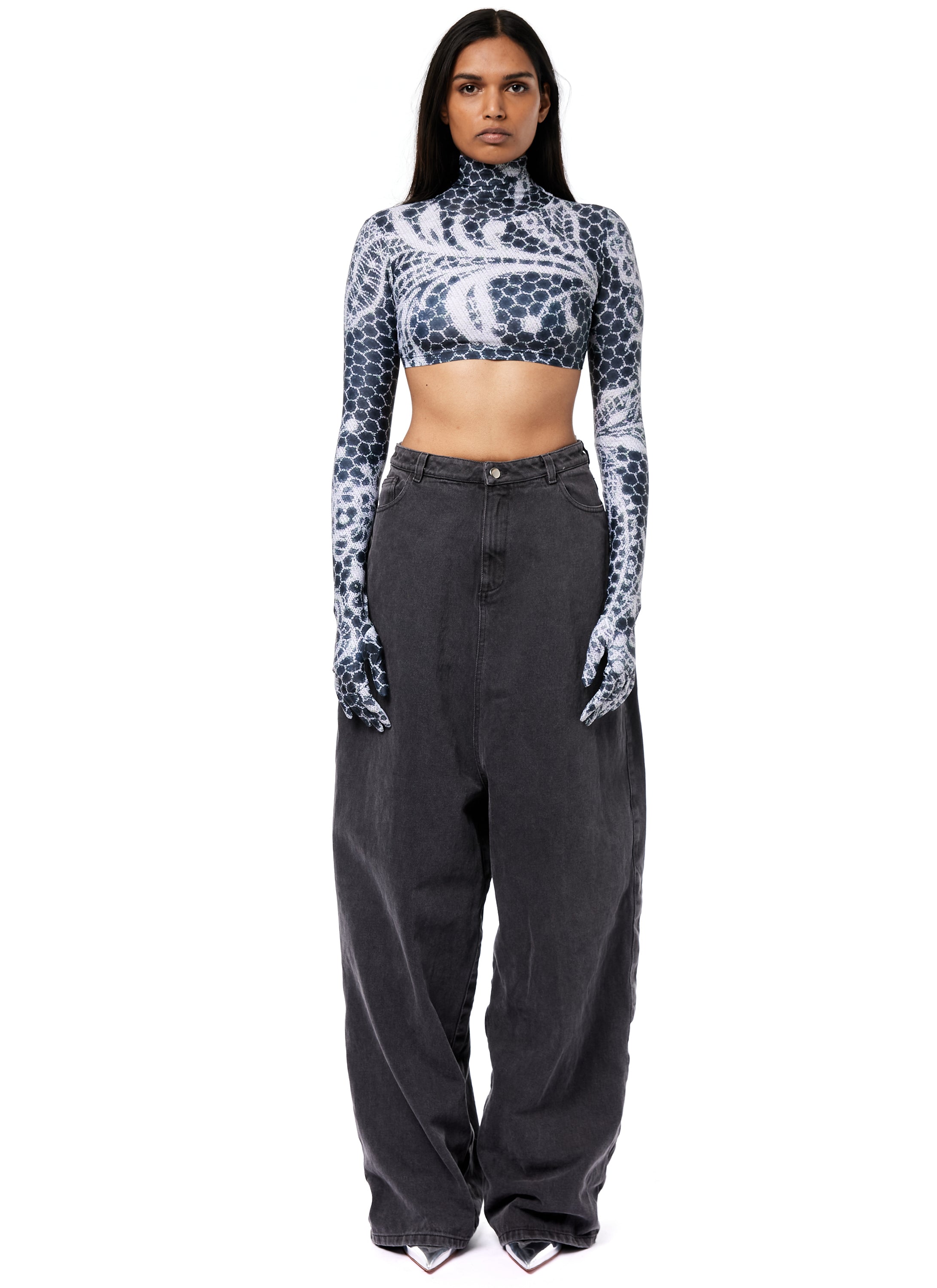 OVERSIZED WASHED DENIM TROUSERS