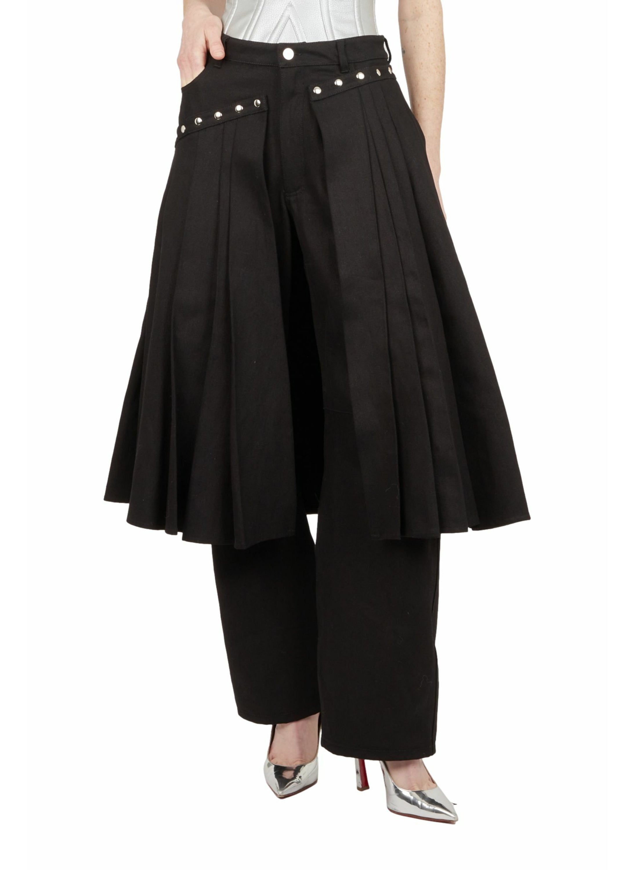PANTS WITH REMOVABLE PLEATED SKIRT