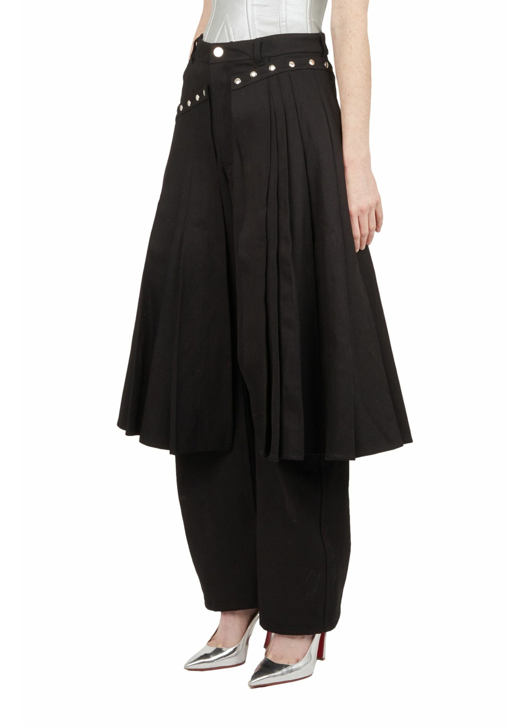 PANTS WITH REMOVABLE PLEATED SKIRT